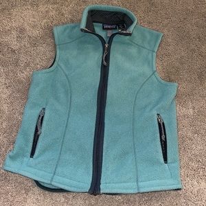 Patagonia fleece vest green blue teal gray small